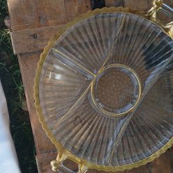 Antique Crystal Serving Platter $ Cake Plate