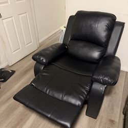 Traditional Recliner Chair, Breathable PU Leather, Extra Wide Manual Recliner with Overstuffed Arm and Back, Single Sofa Chair for Living Room, Bedroo