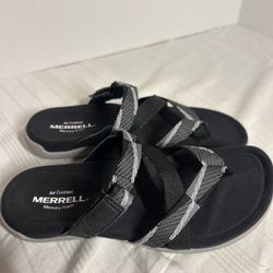 Merrell Sandals Womens Size 5 Black Air Cushion Memory Foam Comfort Flip Flop 