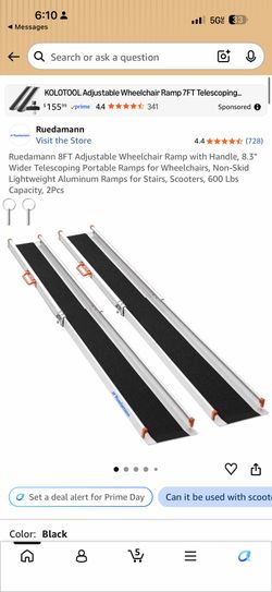 Ruedamann 8’ Adjustable Telescoping Wheelchair Ramps (Pair) – 600 lb Capacity