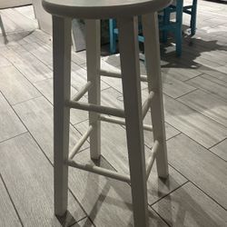 2 White Wood Bar Stools 