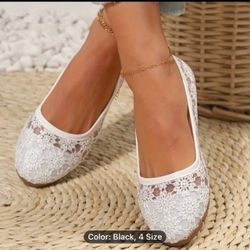 Women'S for Summer 2024, Featuring Breathable Mesh, Soft Rubber Soles, And a Casual Flat Design Inspired by Old Beijing Cloth Shoes. Size: 5.5