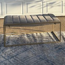 Modern Velvet Gold Accent Bench & Storage Ottoman Set – Glam Vanity/Entryway