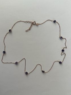 🧿 925 Silver necklace evileye double sided glass chain 14k rose gold plated