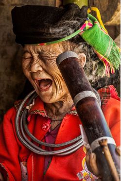 Traditional Vietnamese Woman  with Pipe