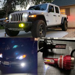 6000k Glacier White LED Headlight And 3000k Jdm Yellow LEDs Fog Lights