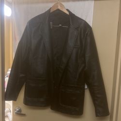 Large size Classic Fit Leather Blazer