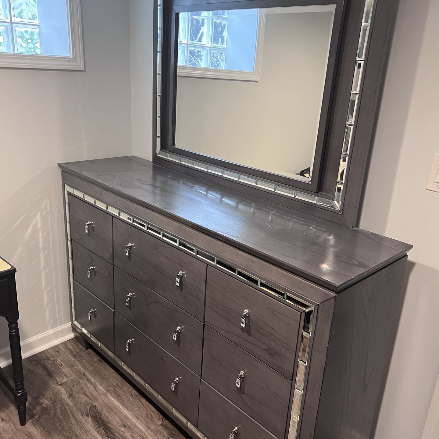 Dresser with Light Up Mirror And Nightstand 