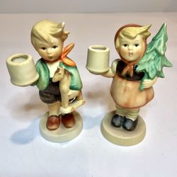Goebel Hummel Advent Girl With Tree and Boy With Toy Figurines, West Germany
