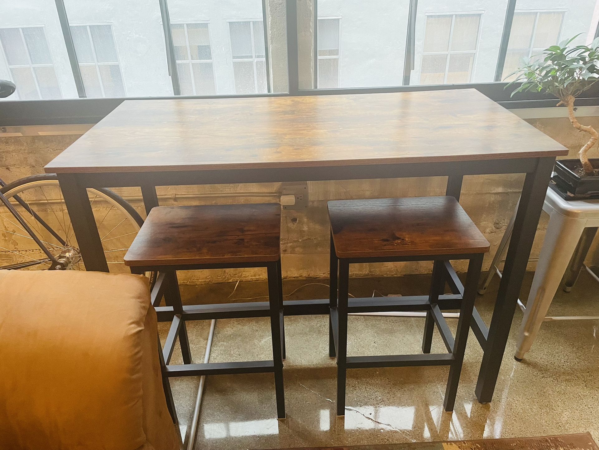 Matching Dining Table, Stools, & Console Table