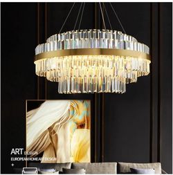 Brand New 10 light, Gold Modern Round Crystal Chandelier