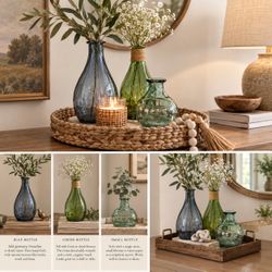 Decorative Glass Bottle Vase Set of 3