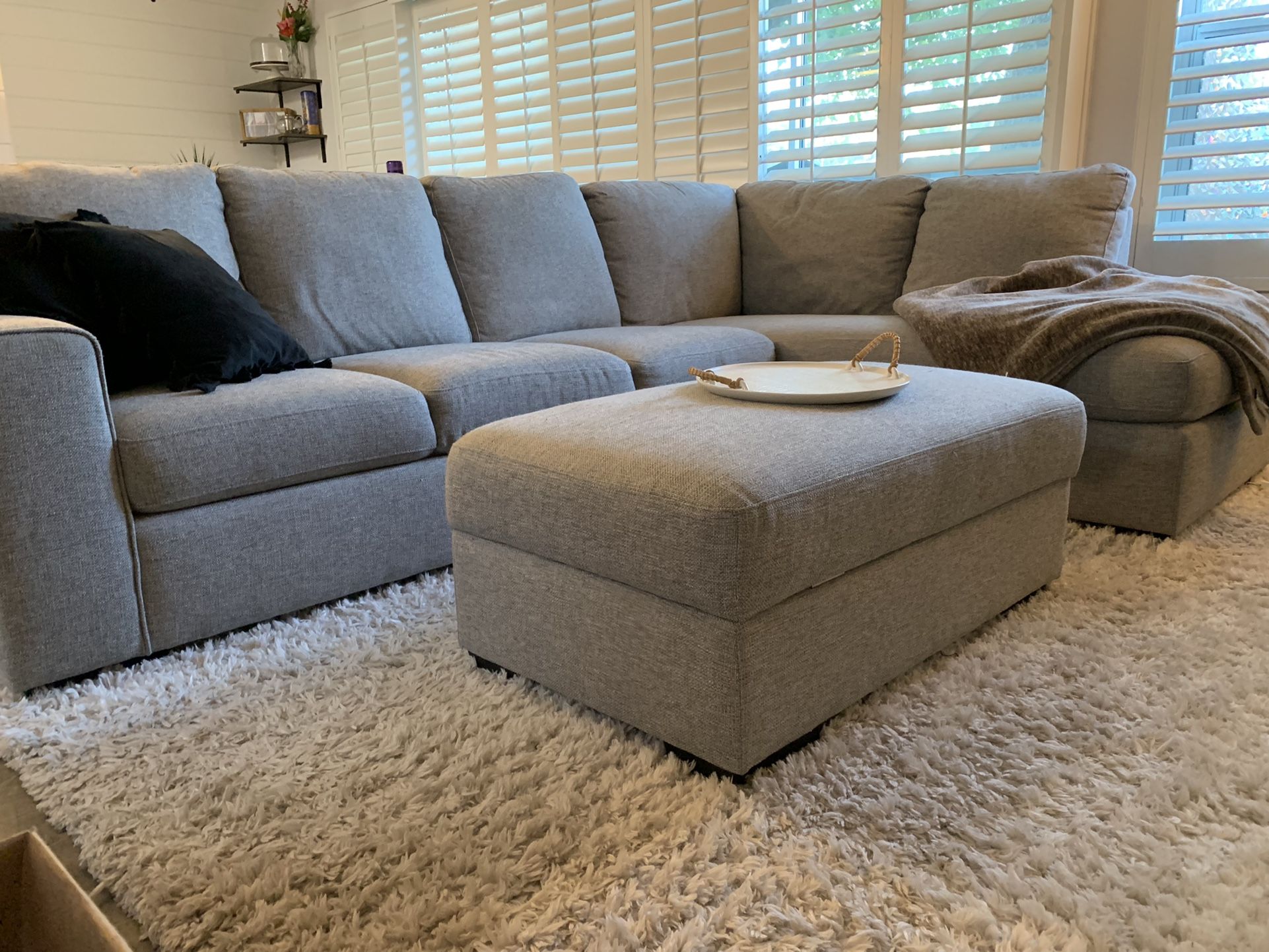 Living Spaces LUCY Sectional With Storage Ottoman