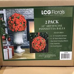 Poinsettia Balls 15” 2pk