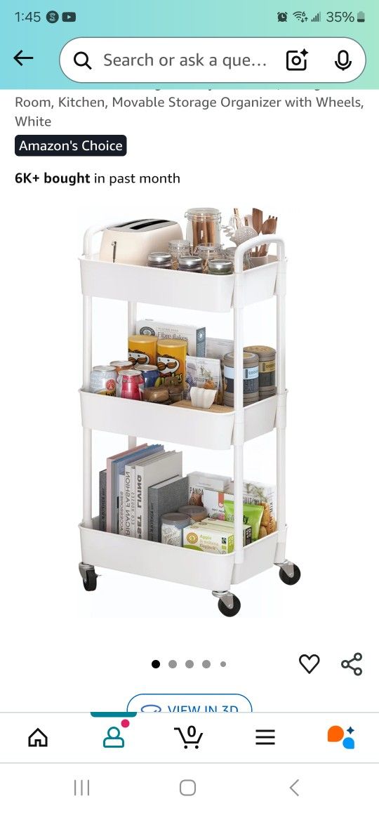 3-Tier Rolling Utility Cart