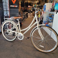 NEW 42CM RETROSPEC BEAUMONT STEP THRU EGGSHELL 7 SPEED LADIES URBAN CITY CRUISER BIKE