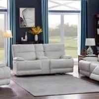 Brand New 2 Piece White Leather Power Reclining Sofa and Love Seat Set