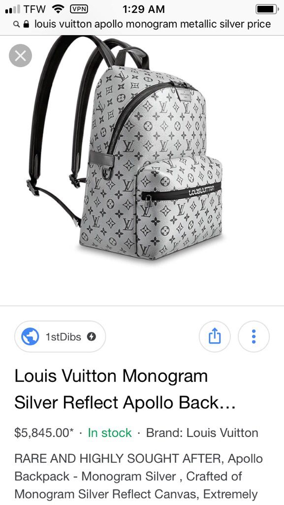 Louis Vuitton monogram silver reflect apollo backpack (rare item limited  production) for Sale in Tampa, FL - OfferUp
