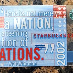 Starbucks WALT WHITMAN 4TH of July RARE Card