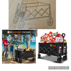Wagon Cart Foldable with 350lbs Weight Capacity,