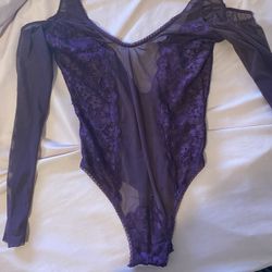 Small Purple Sheer Leotard Bodysuit