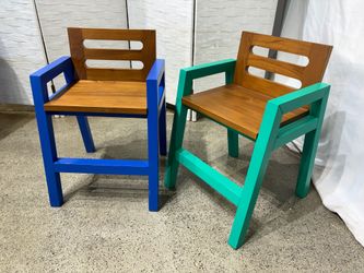THE LAND OF NOD. Two Tone Teak Kids Play Chairs (Set of 2)