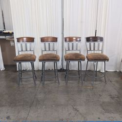Set of four Dark Wood and Metal Frame Dining Chair