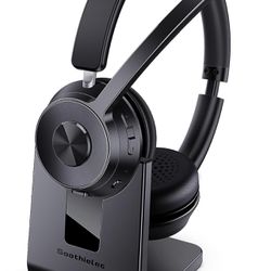 Wireless Headset, Bluetooth Headset with Noise Cancelling Microphone, Best Headset with Mic Mute & USB Dongle for PC/Computer/Laptop/Cell Phones/Remot