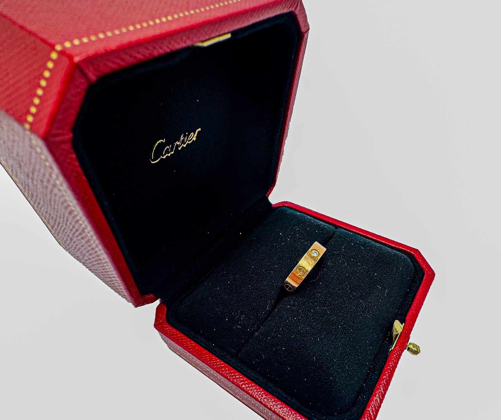 Cartier Love Single Diamond Rose Gold Love Ring Size 4