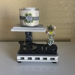 Wood Candle Stands W/ Candles 