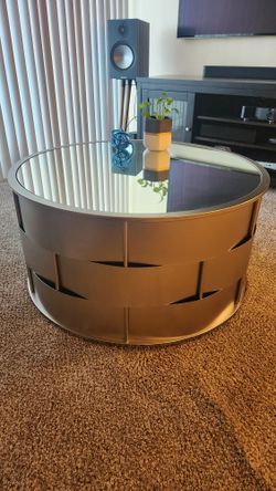 Mirror Top Metal Accent Coffee Table