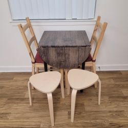 Foldable table, two chairs, two stools set