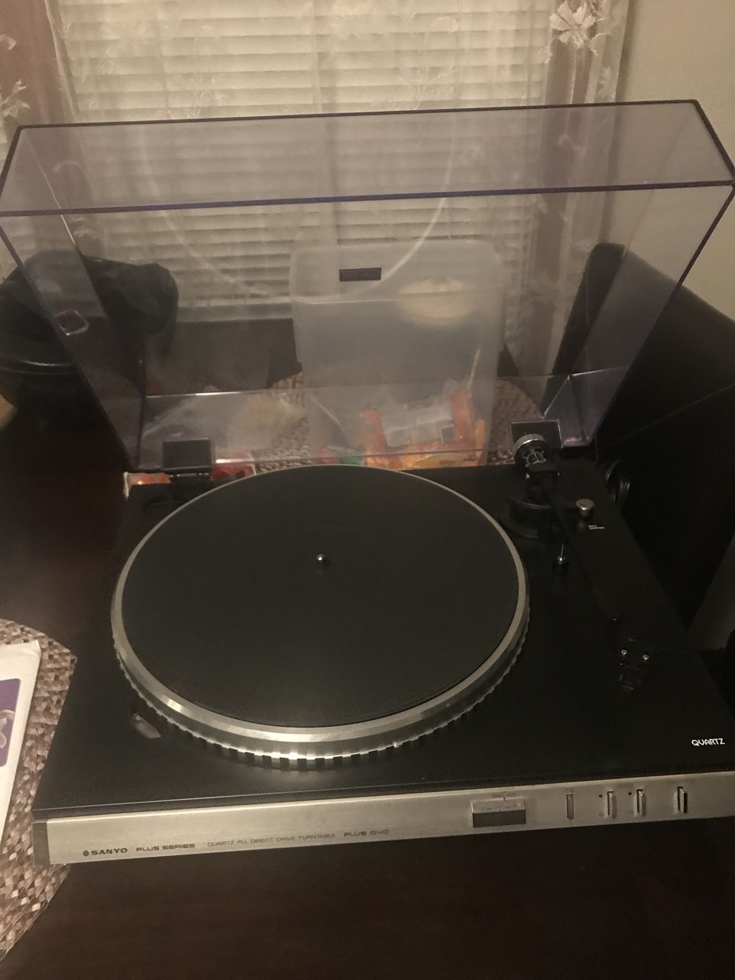 Vintage Sanyo Plus Q40 Direct Drive Turntable W/ Grado G-1+ Cartridge- needle needs replacement.