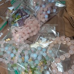 Jewelry lot rose quartz and other gem stones