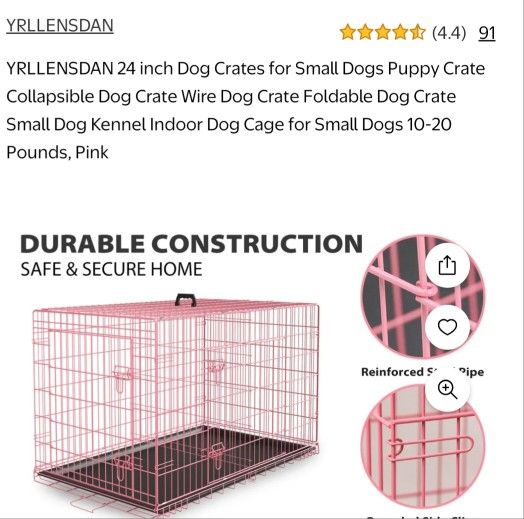 Small pink dog cage