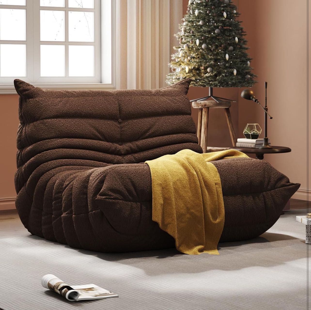 Bean Bag Chair, Fireside Chair, Large Bean Bag Chair for Adults, Bean Bag Chairs for Teens with High-Resilience Foam, Non-Slip Base Floor Lounge Sofa,