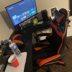L-Shaped Gaming Desk, And Chair