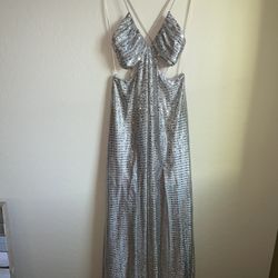 Women’s Topshop Silver Sequin Maxi Dress