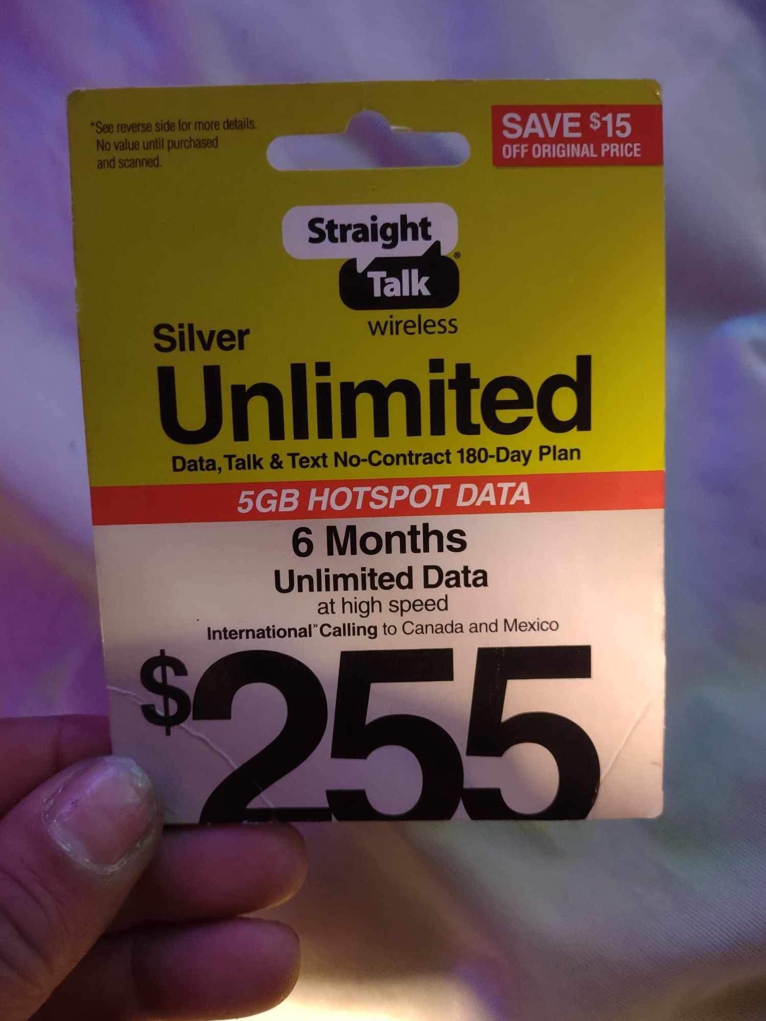 $$ Straight Talk 6 Month Refill Card