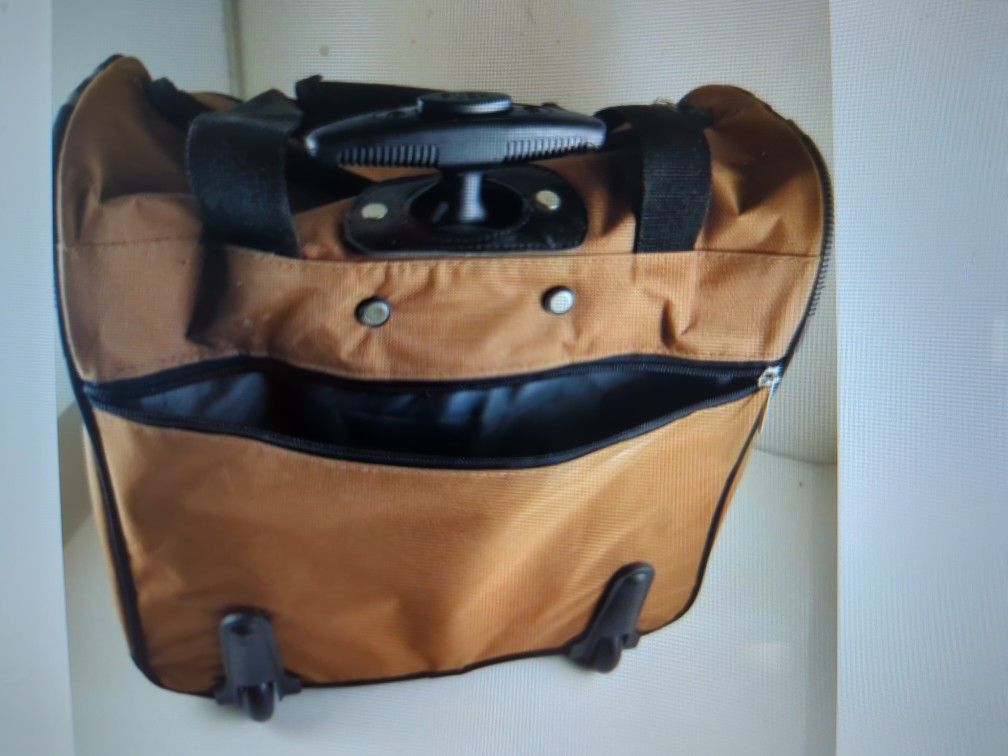 Brown Caio Rolling Luggage Multi Compartment Zippered Handle Suitcase Bag Travel
