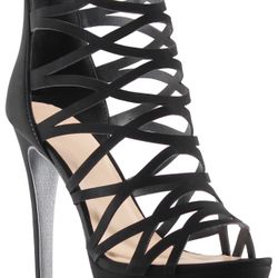Black Strappy High Heel Stilettos 