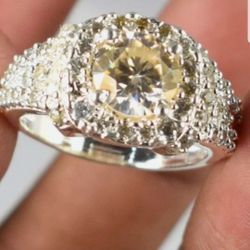 Excellent Quality 4 Ct Treated Champagne Moissanite 925 Sterling Silver Ring