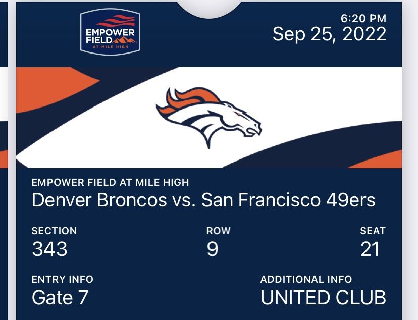 Broncos vs 49ers United Club