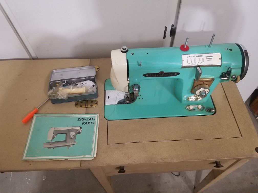 Vintage Gimbels Deluxe 490 Zig Zag Sewing Machine with Table for Sale in Chandler, AZ OfferUp