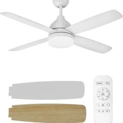 Ceiling Fans with Lights, 52 Inch Black Walnut Ceiling Fan Light Dimmable LED Light, Reversible Quiet DC Motor for Living Room, Bedroom, Home Kitchen 