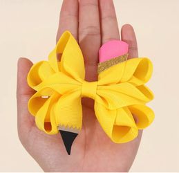2pcs Pencil Bow Hair Clip, New
