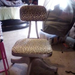 Metal Leopard Print Computer Chair Vintage
