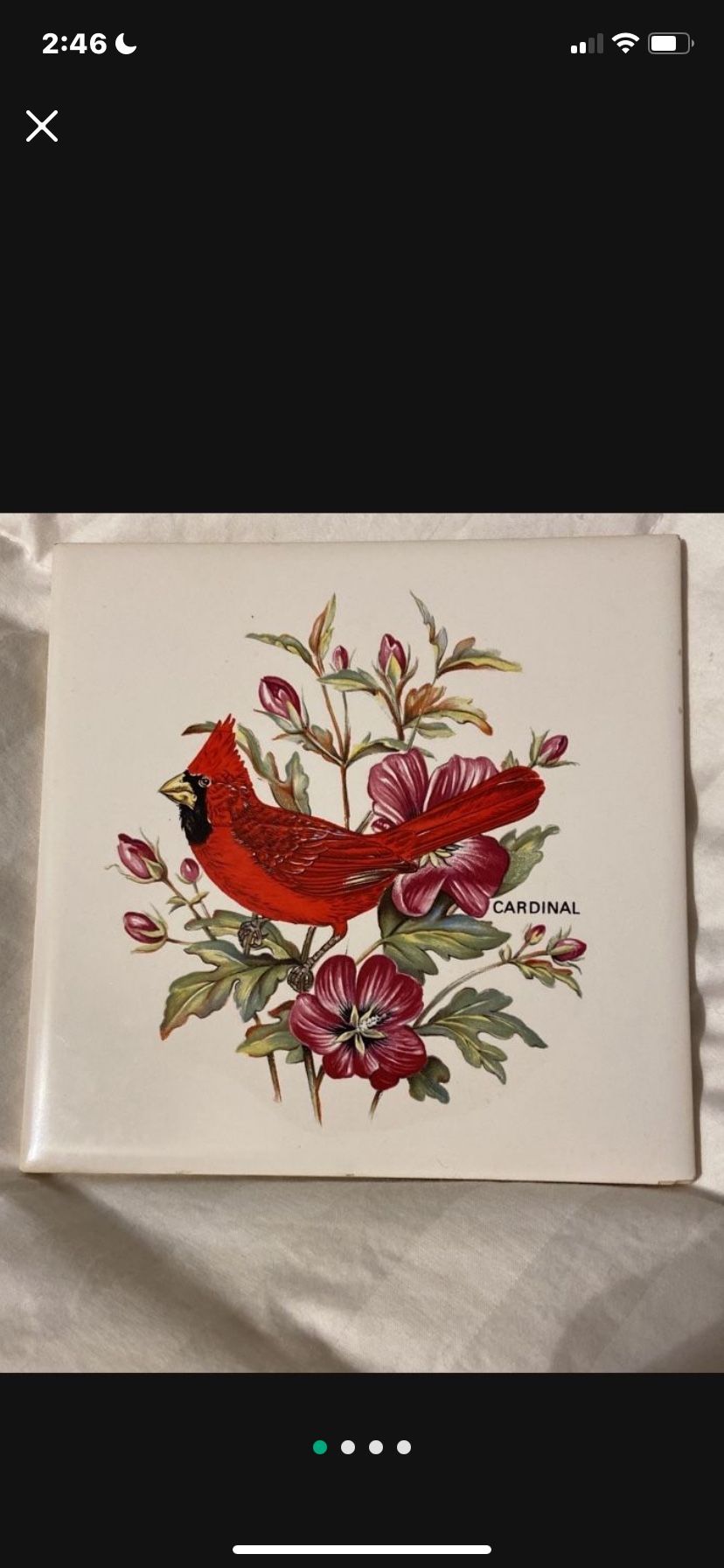 Hyalyn Ceramic Cardinal Bird Trivet 505