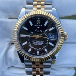 Rolex Sky Dweller Two Tone Black Index Dial Jubilee Bracelet Reference 326933  