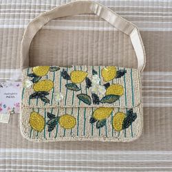 Lemon Beaded Shoulder Bag 